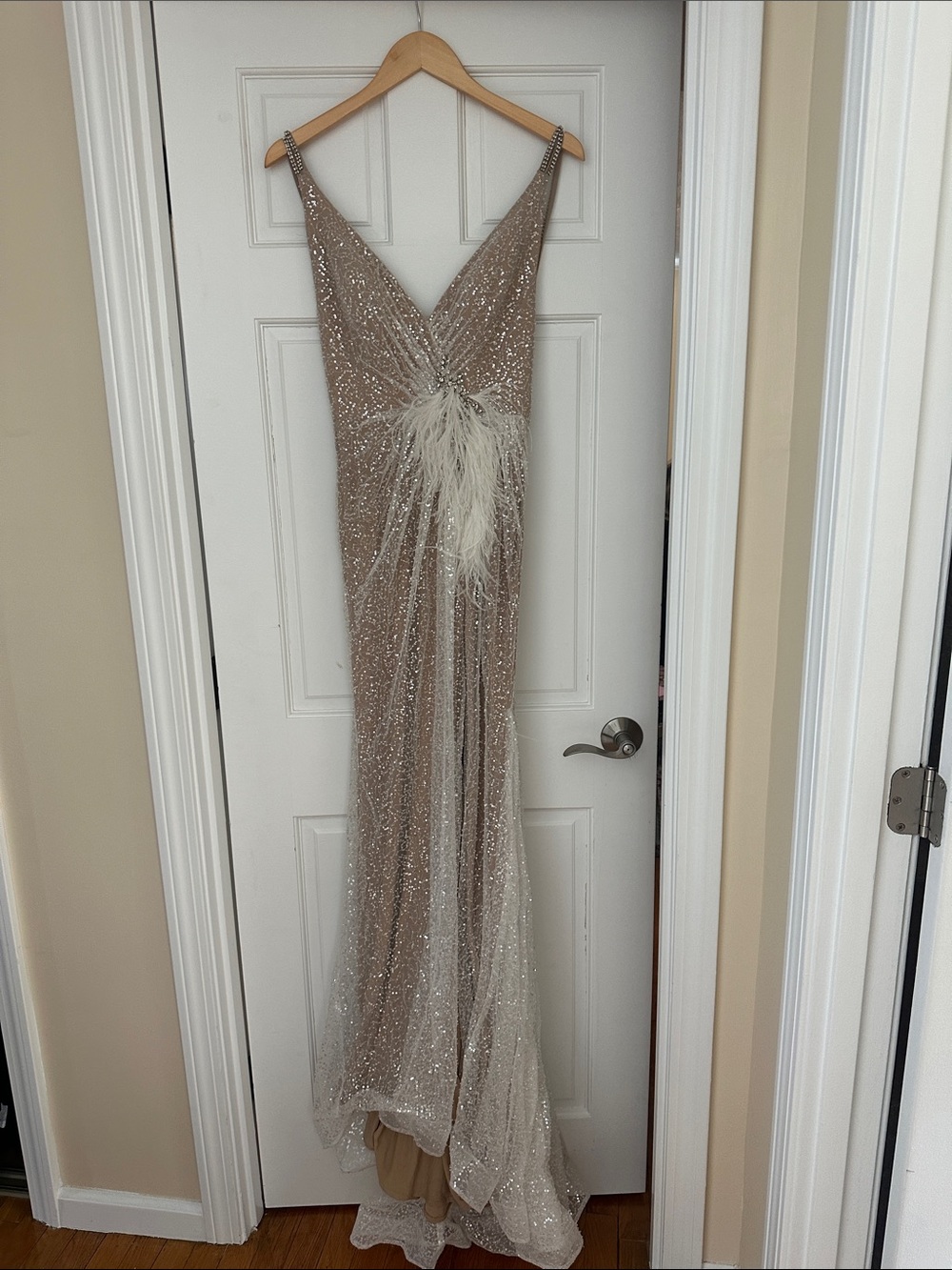 A beautiful Mac Duggal dress for a wedding or maid of honor.